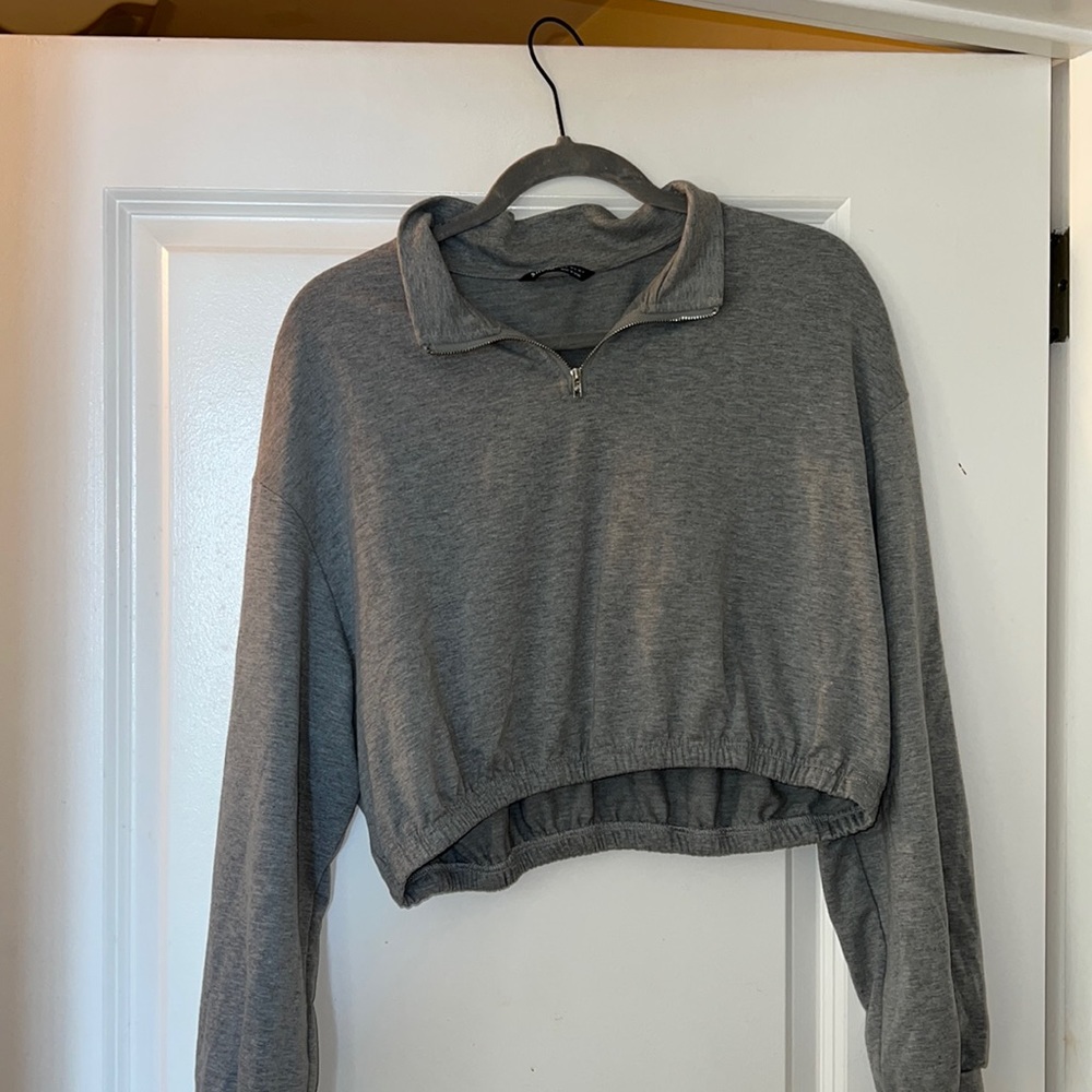 Grey Crop Quarter-Zip